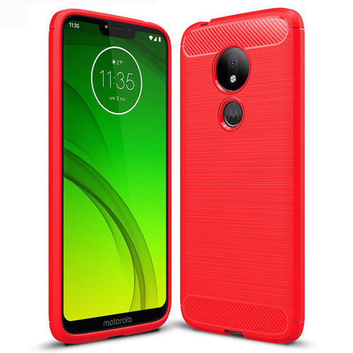 Flexi Slim Carbon Fibre Case for Motorola Moto G7 Power - Brushed Red